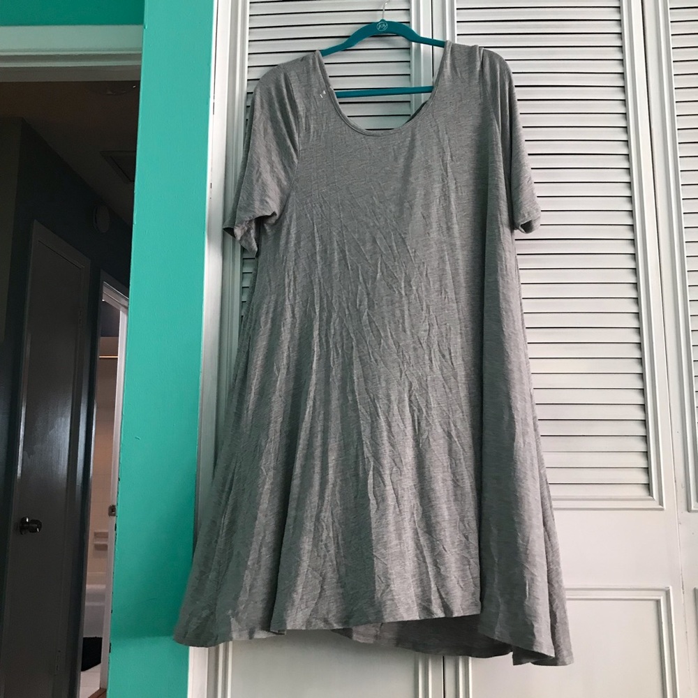 Gray skater dress with criss cross back